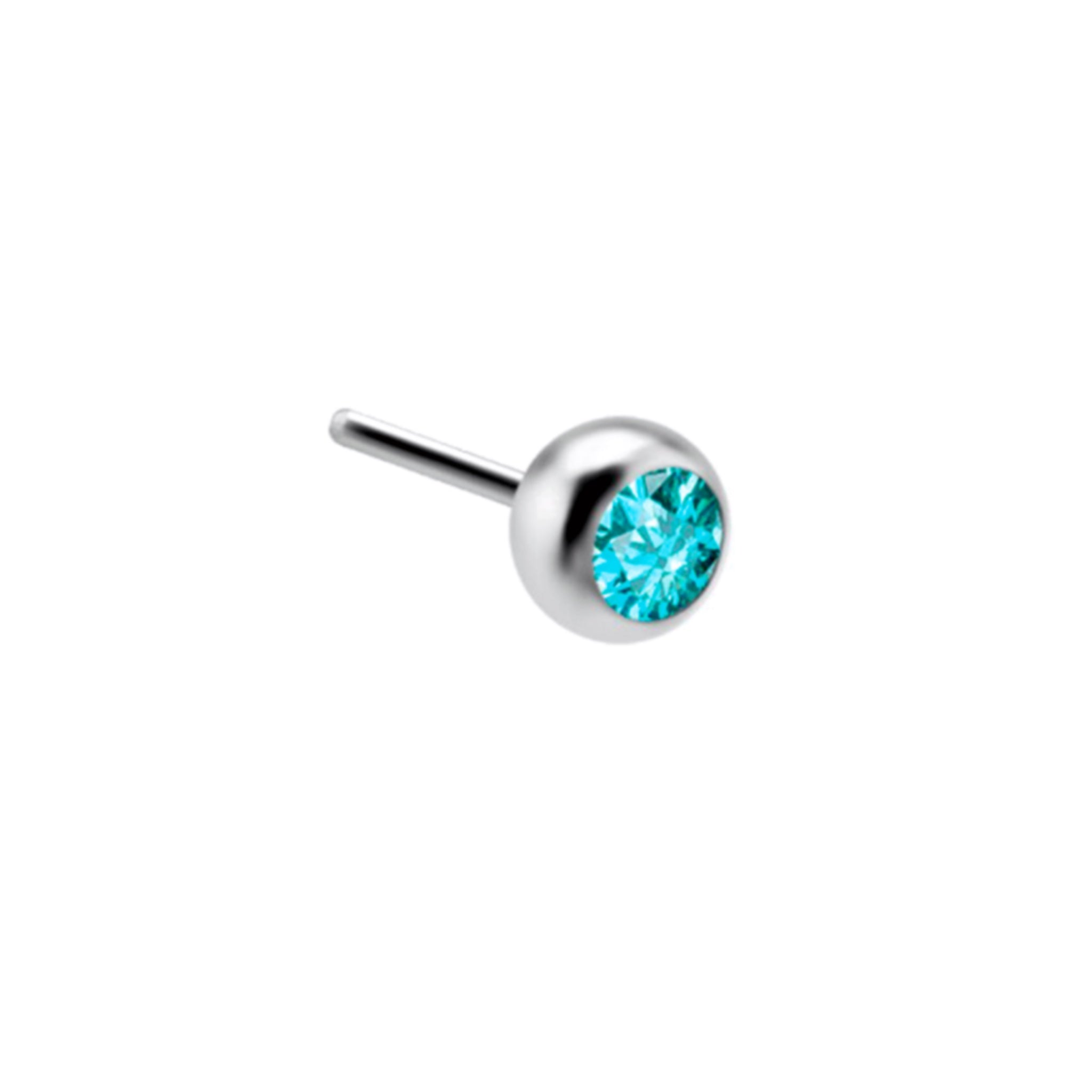 Threadless Titanium Zirconia Jewelled Ball End Turquoise