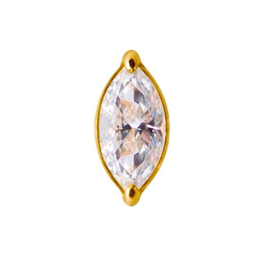 18K Gold Single Marquise Jewelled End with Swarovski Zirconia 