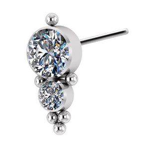 Titanium Threadless End Tri-bead Cluster 2 Zirconia bezel 